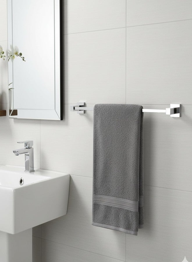 iBELL 60 cm (24-Inch) Towel Rod | Towel Rack for Bathroom | Towel Bar | Towel Hanger | Towel Stand | Bathroom Accessories - Square Design (Chrome Finish) - Image 1